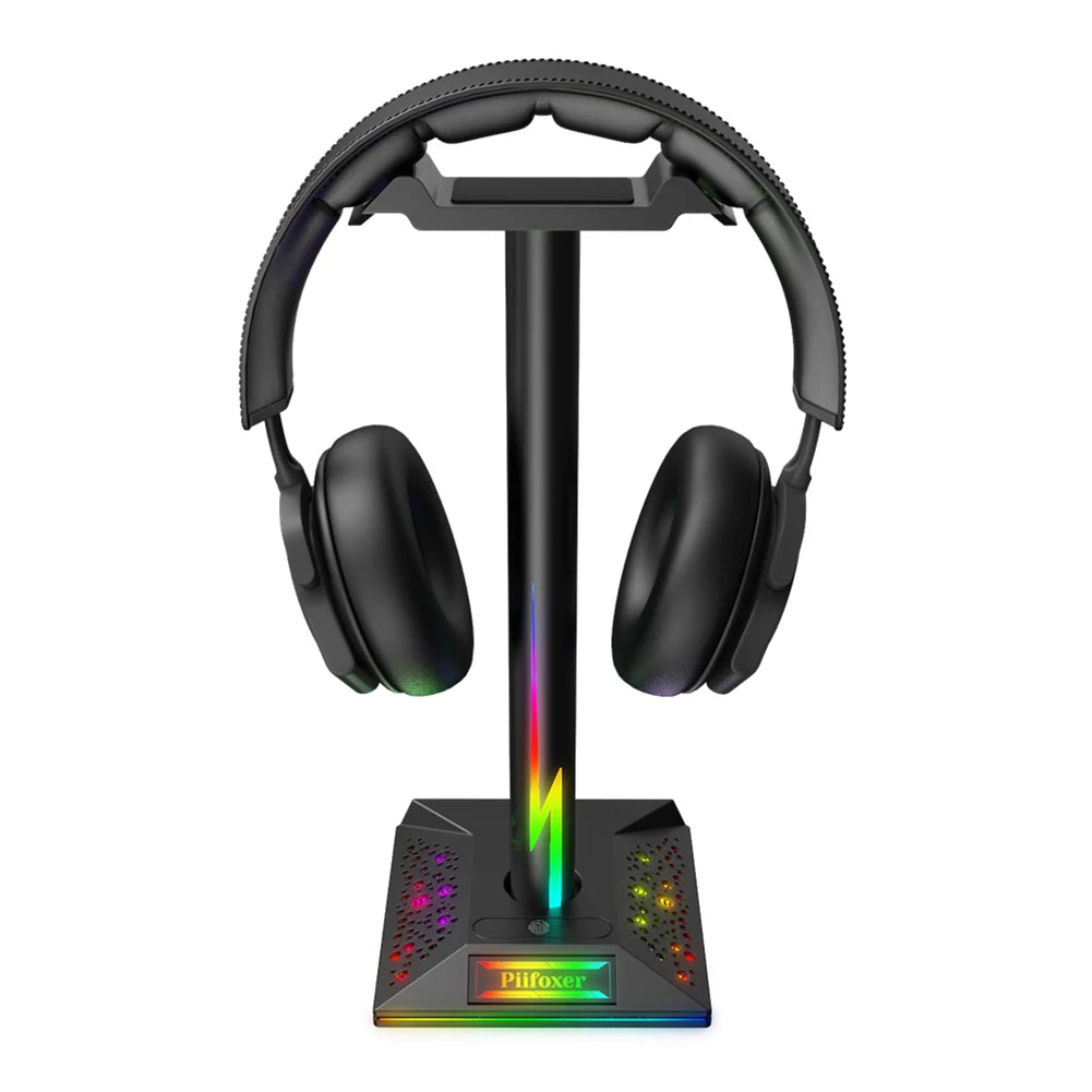 RGB LED Gaming Headphone Stand - Universal PS5, Xbox & PlayStation Compatible, Light-Up Headphones Holder